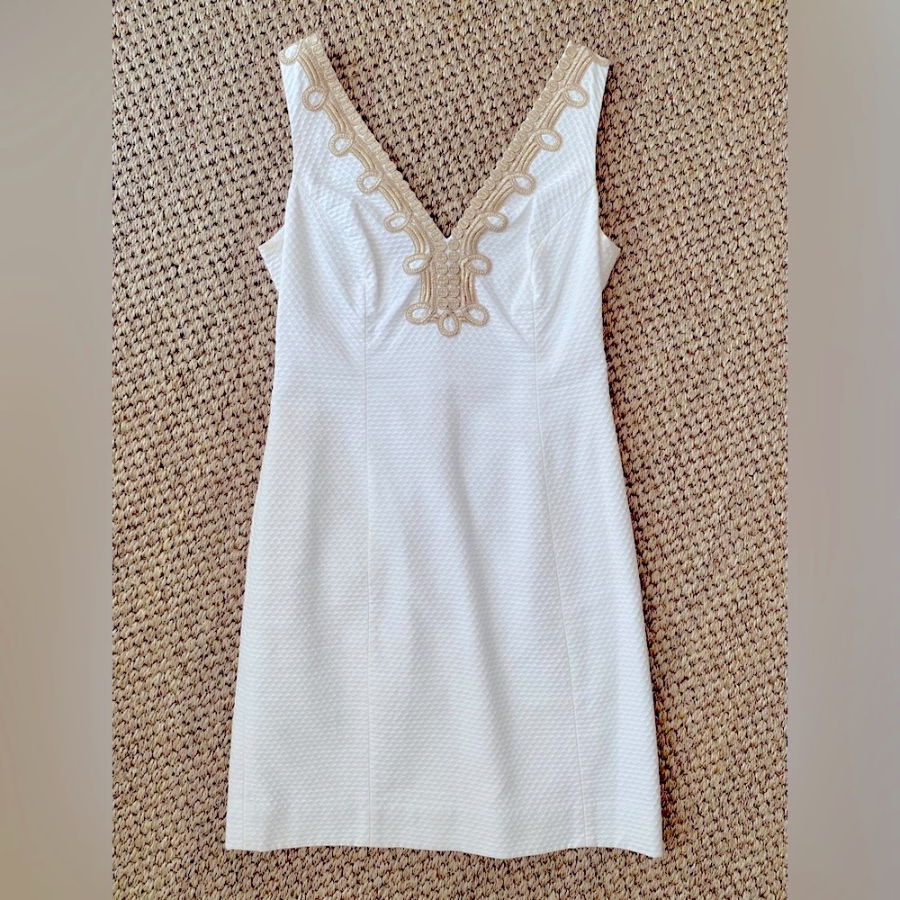 Lilly Pulitzer White Mini Dress with Embellished V-Neck